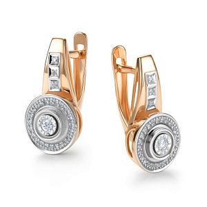 Серьги с английским замком из красного золота с бриллиантами