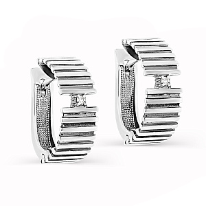 Серьги с английским замком из серебра с бриллиантами