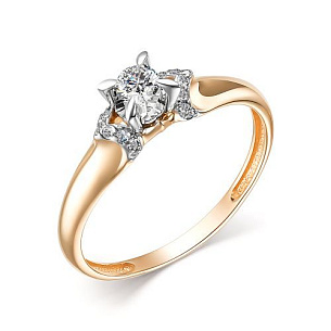 Кольцо из красного золота с бриллиантом