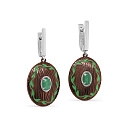 Серьги с английским замком из серебра с изумрудами