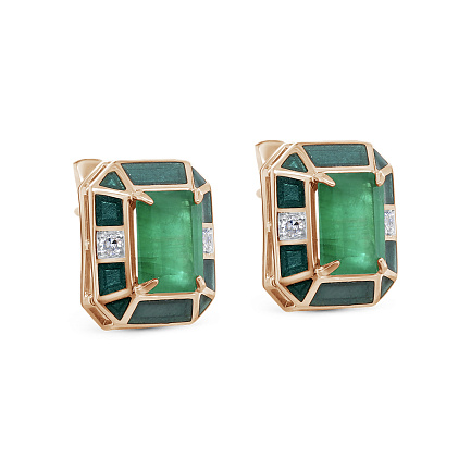 Серьги с английским замком из красного золота с бриллиантами