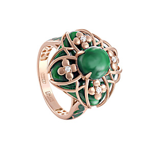 Кольцо из красного золота с ониксом