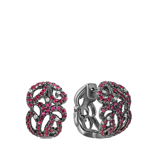 Серьги из золота с бриллиантами, рубинами