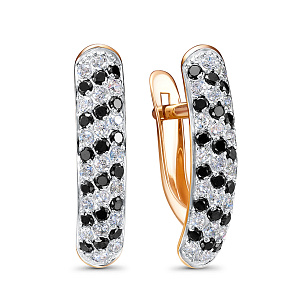 Серьги с английским замком из красного золота с фианитом