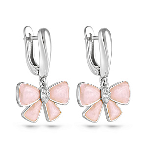 Серьги с английским замком из серебра с фианитами