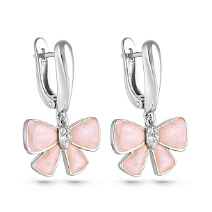 Серьги с английским замком из серебра с фианитом