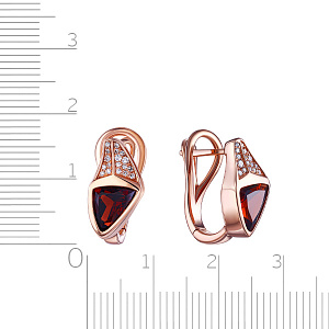 Серьги с английским замком из красного золота с бриллиантами