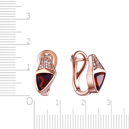 Серьги с английским замком из красного золота с бриллиантами