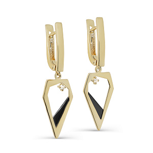 Серьги с английским замком из желтого золота с бриллиантами