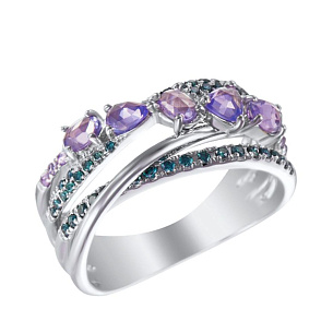 Кольцо из белого золота с танзанитом