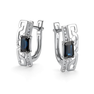 Серьги с английским замком из белого золота с бриллиантом
