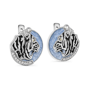 Серьги с английским замком из серебра с фианитом