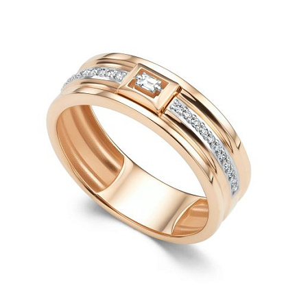 Кольцо из красного золота с бриллиантами