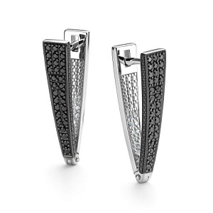 Серьги с английским замком из белого золота с бриллиантами