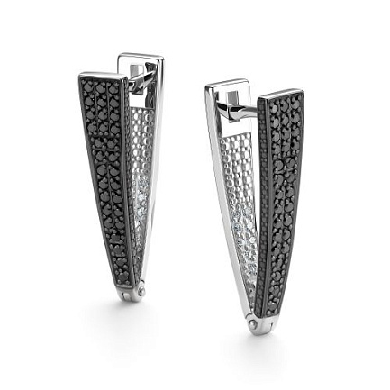 Серьги с английским замком из белого золота с бриллиантами