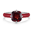 Кольцо из серебра с гранатом, эмалью