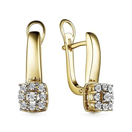 Серьги из желтого золота с бриллиантами