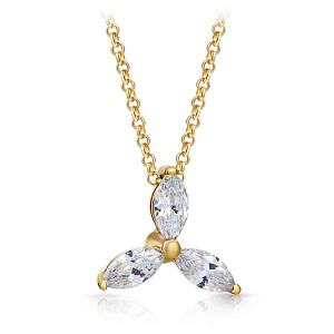 Колье из желтого золота с фианитом, плетение якорное