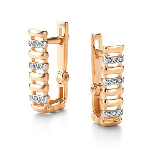 Серьги с английским замком из красного золота с бриллиантами