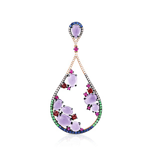 Подвеска из красного золота с бриллиантами, рубинами, сапфирами, аметистами, гранатами, цаворитами