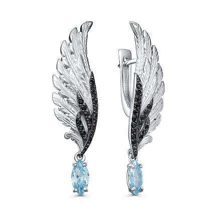 Серьги с английским замком из серебра с фианитами