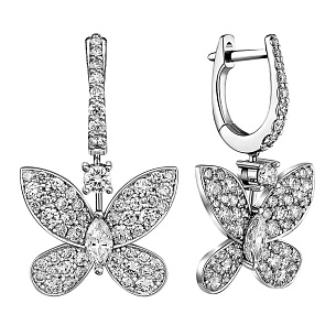 Серьги с английским замком из белого золота с бриллиантом