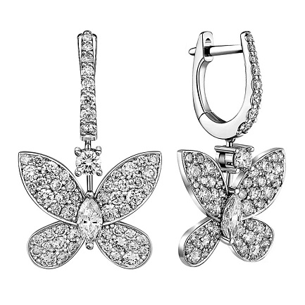 Серьги с английским замком из белого золота с бриллиантами