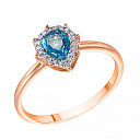 Кольцо из красного золота с бриллиантами, топазом