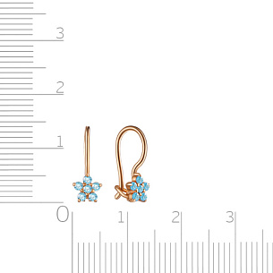 Серьги с французским замком из серебра с фианитом и золочением