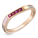 Кольцо из красного золота с бриллиантами, рубинами