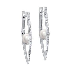 Серьги с английским замком из белого золота с бриллиантами