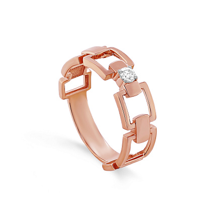 Кольцо из красного золота с бриллиантом