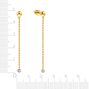 Пусеты из желтого золота с бриллиантами, плетение якорное