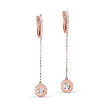 Серьги с английским замком из красного золота с бриллиантами