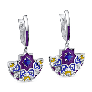 Серьги с английским замком из серебра с фианитом