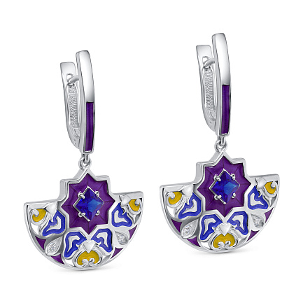 Серьги с английским замком из серебра с фианитами