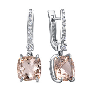 Серьги с английским замком из белого золота с бриллиантами