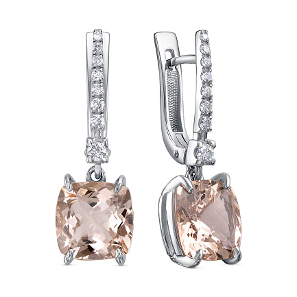 Серьги с английским замком из белого золота с бриллиантами