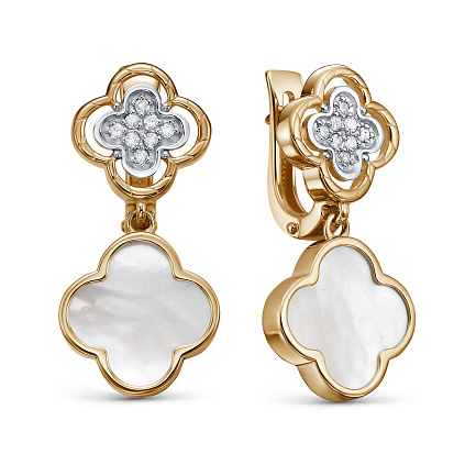 Серьги с английским замком из красного золота с бриллиантами