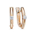 Серьги с английским замком из красного золота с бриллиантами