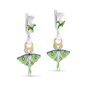 Серьги с английским замком из серебра с фианитом