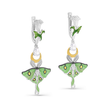 Серьги с английским замком из серебра с фианитами