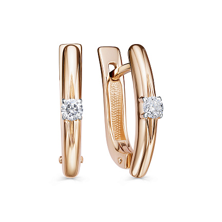 Серьги с английским замком из красного золота с бриллиантами