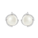 Серьги с английским замком из серебра с жемчугом