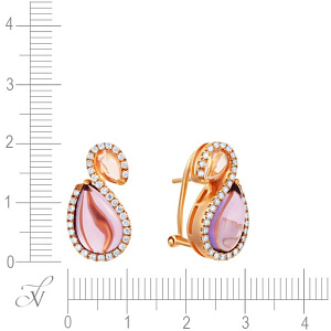 Серьги из красного золота с бриллиантами, аметистами