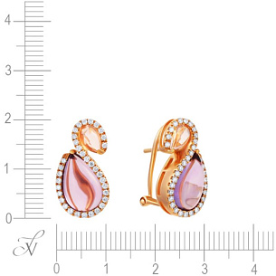 Серьги из красного золота с кварцем