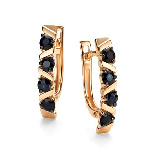 Серьги с английским замком из красного золота с сапфиром