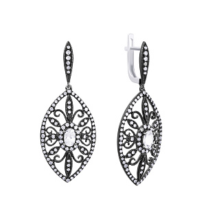 Серьги из комбинированного золота с бриллиантами, топазами