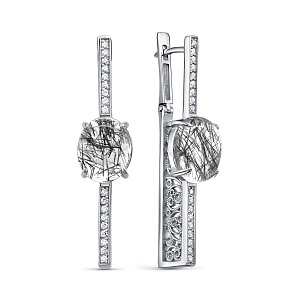 Серьги с английским замком из серебра с кварцем