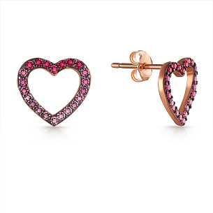 Серьги из серебра с фианитом, золочением